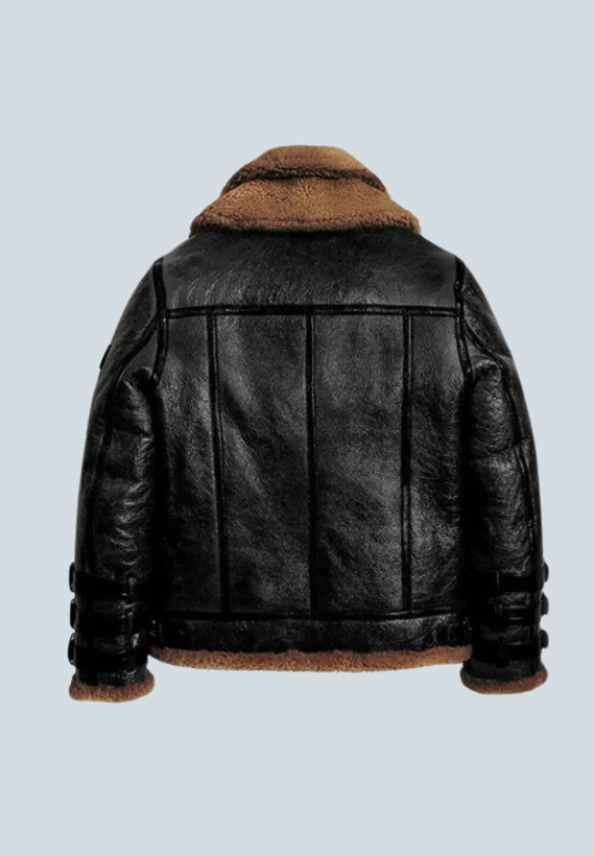 Honorary B3 Aviator Black Leather Bomber Jacket